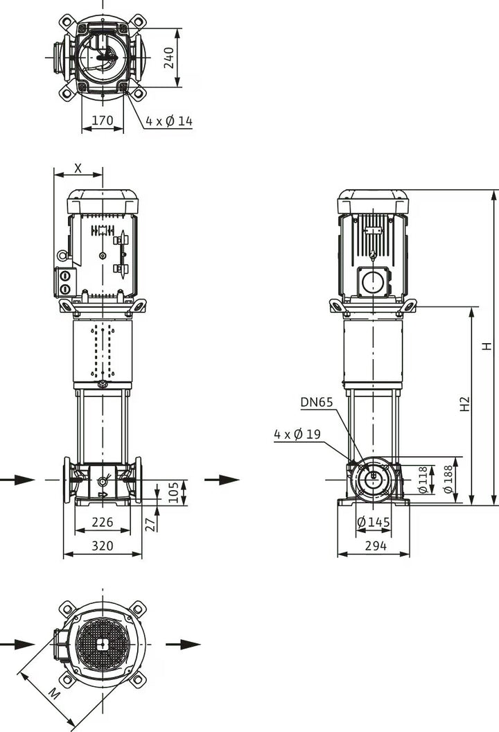 WILO Hochdruck-Kreiselpumpe HELIX V3604-4/16/E/S/400-50-FF240 Art. 4183407