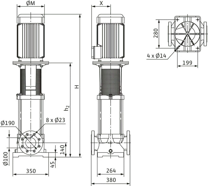 WILO Hochdruck-Kreiselpumpe Multivert MVI 7003/2 (3~400V, EPDM, PN 25) Art. 4071187