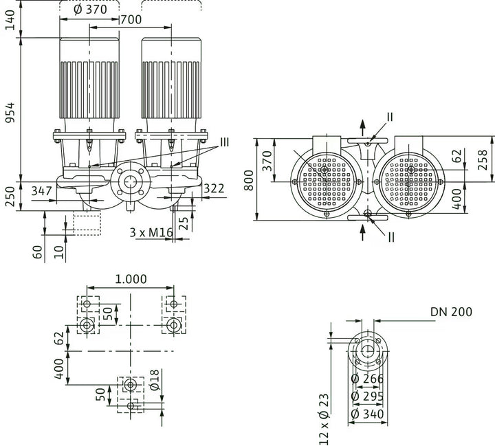 WILO Einstufigen Trockenläufer-Kreiselpumpe CronoTwin-DL 200/260-22/4 Art. 2121005