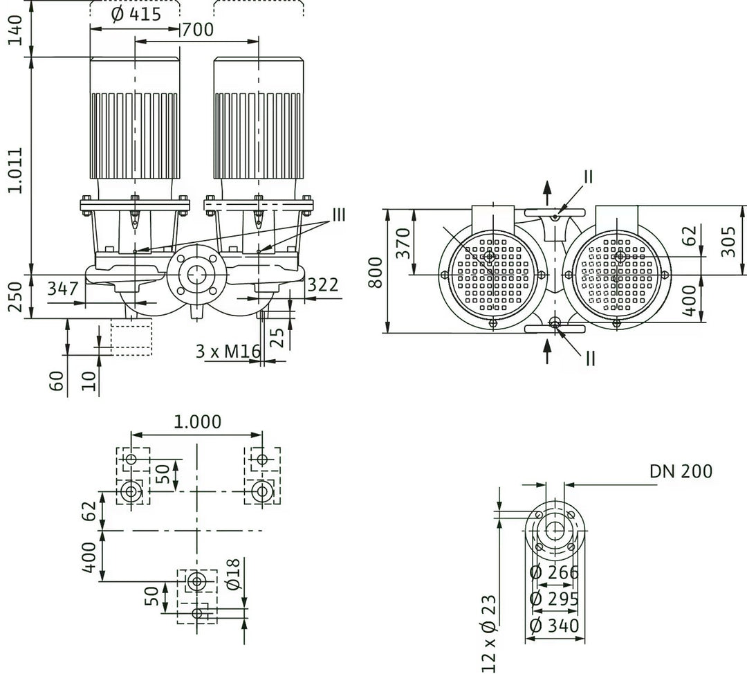 WILO Einstufigen Trockenläufer-Kreiselpumpe CronoTwin-DL 200/270-30/4 Art. 2121006