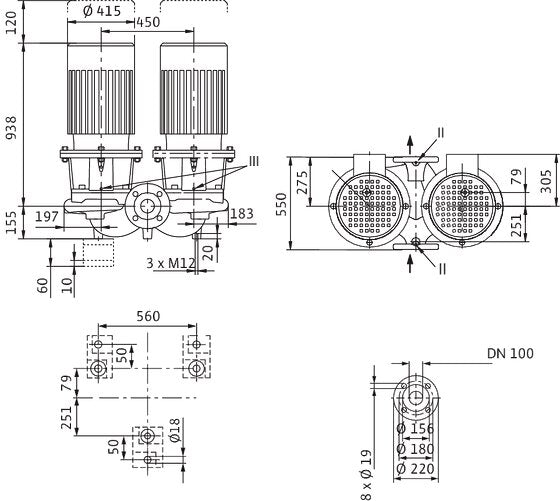 WILO Einstufigen Trockenläufer-Kreiselpumpe CronoTwin-DL 100/210-37/2 Art: 2121070