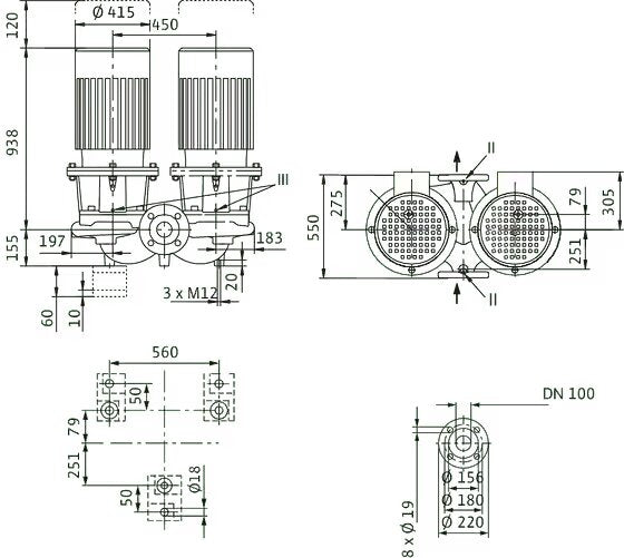 WILO Einstufigen Trockenläufer-Kreiselpumpe CronoTwin-DL 100/210-37/2-S1 Art: 2171470