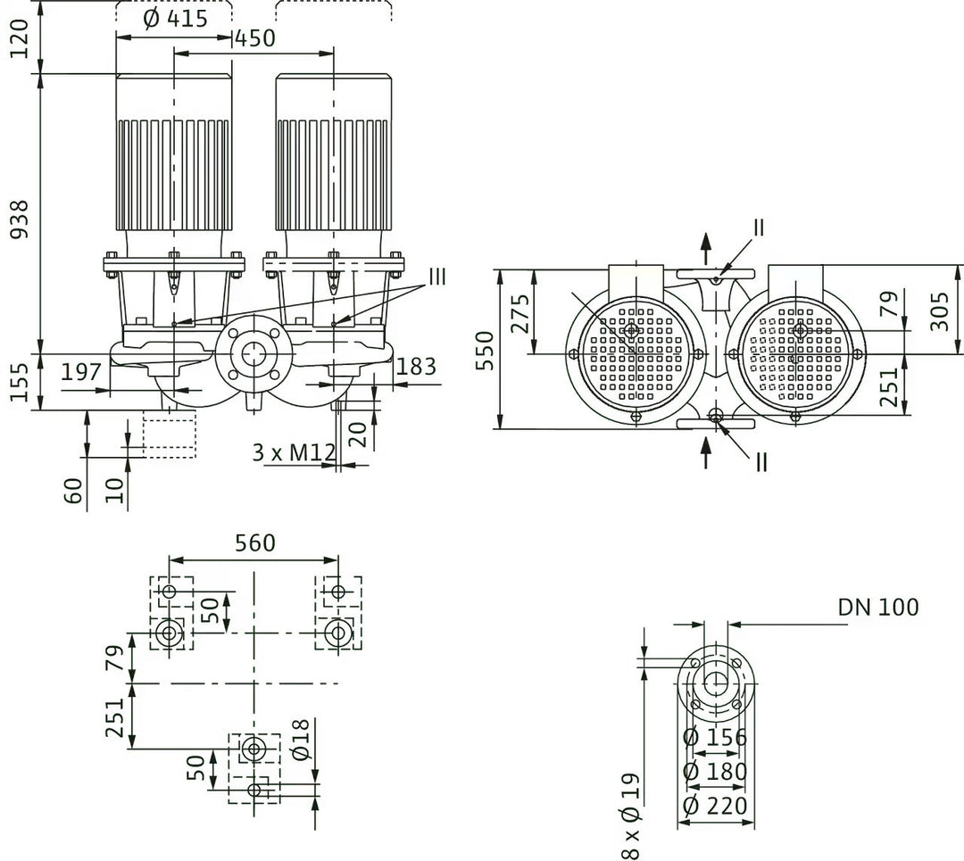 WILO Einstufigen Trockenläufer-Kreiselpumpe CronoTwin-DL 100/190-30/2 Art. 2121068
