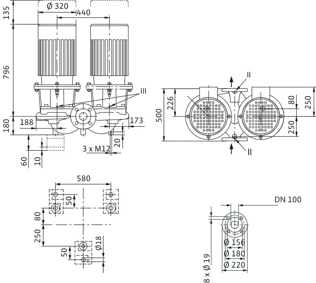 WILO Einstufigen Trockenläufer-Kreiselpumpe CronoTwin-DL 100/160-15/2 Art. 2121064