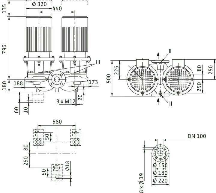 WILO Einstufigen Trockenläufer-Kreiselpumpe CronoTwin-DL 100/160-15/2 Art. 2121064