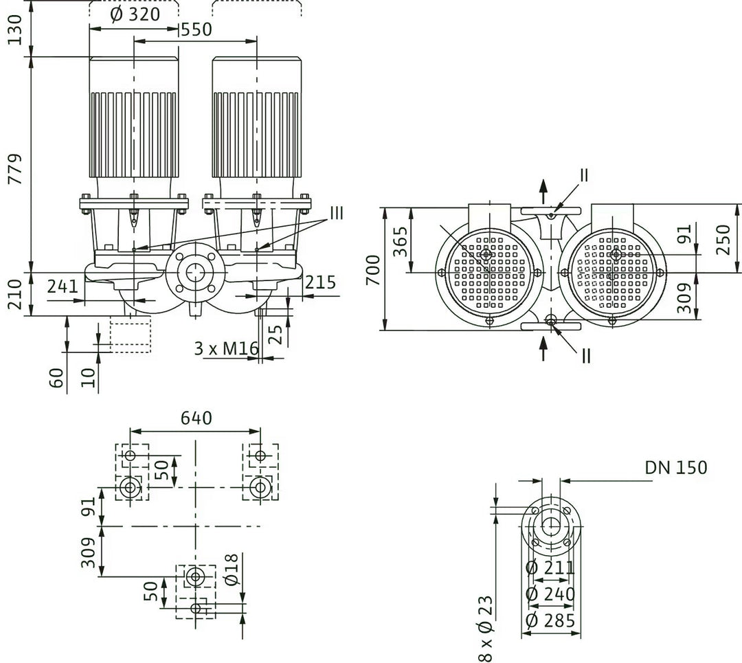 WILO Einstufigen Trockenläufer-Kreiselpumpe CronoTwin-DL 150/220-11/4 Art. 2120993