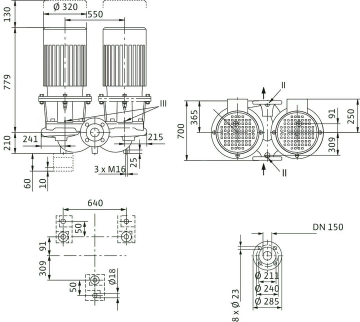 WILO Einstufigen Trockenläufer-Kreiselpumpe CronoTwin-DL 150/220-11/4 Art. 2120993