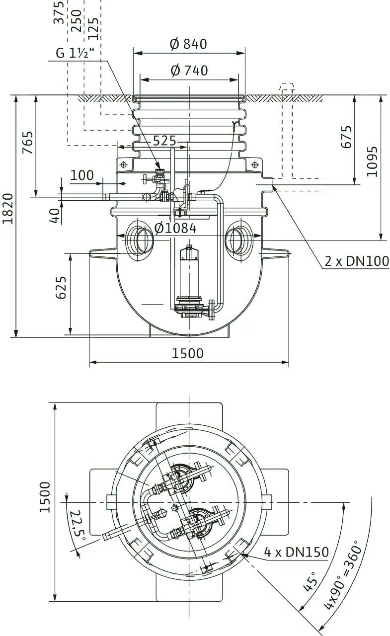 WILO Kunststoffschacht DrainLift WS 1100E/DN40 Art. 2531441