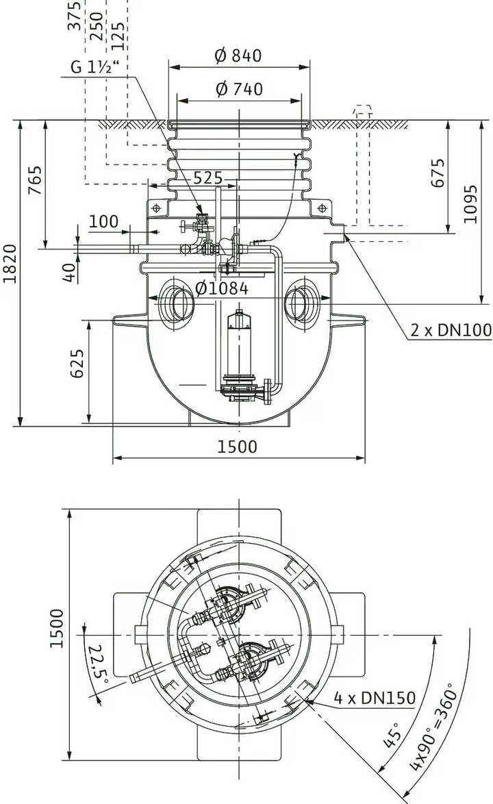 WILO Kunststoffschacht DrainLift WS 1100D/DN40 Art. 2531442