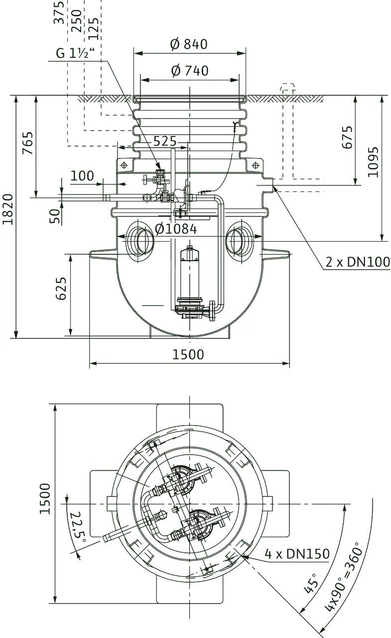 WILO Kunststoffschacht DrainLift WS 1100E/DN50 Art. 2506432
