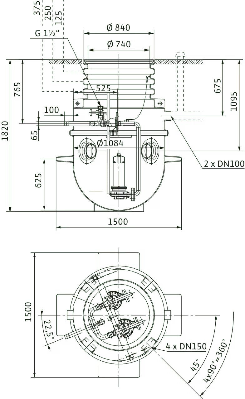 WILO Kunststoffschacht DrainLift WS 1100D/DN65 Art. 2506442