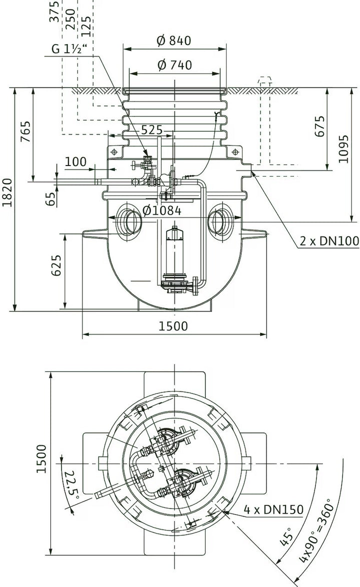 WILO Kunststoffschacht DrainLift WS 1100D/DN65 Art. 2506442