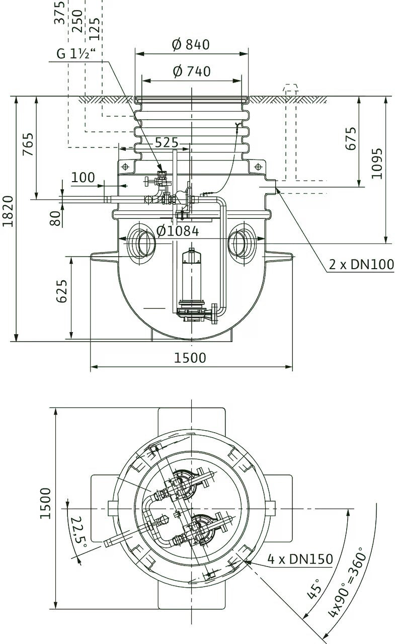 WILO Kunststoffschacht DrainLift WS 1100E/DN80 Art. 2506434