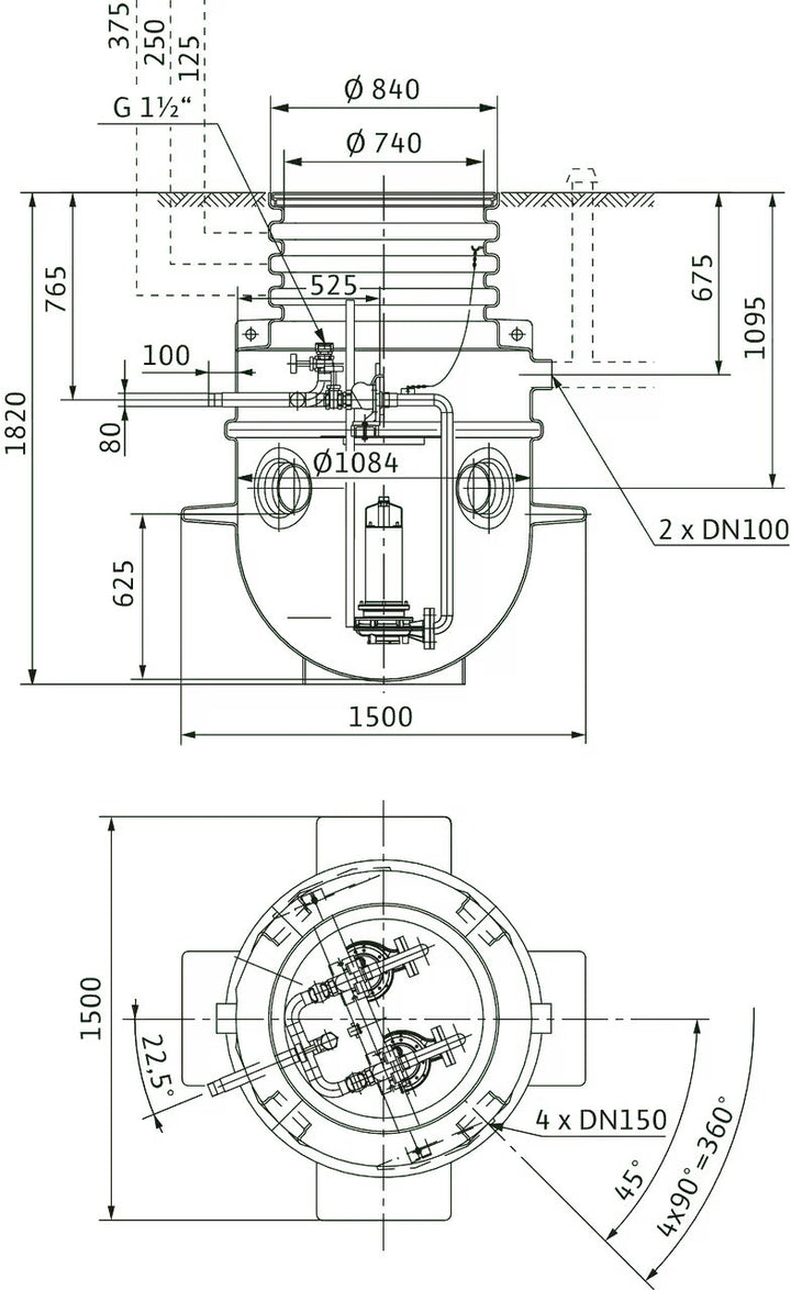 WILO Kunststoffschacht DrainLift WS 1100E/DN80 Art. 2506434