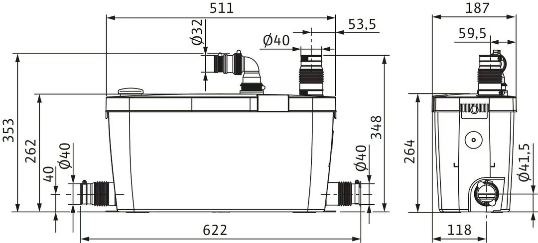 WILO Schmutzwasserhebeanlage HiDrainlift 3-35 Art. 4191679