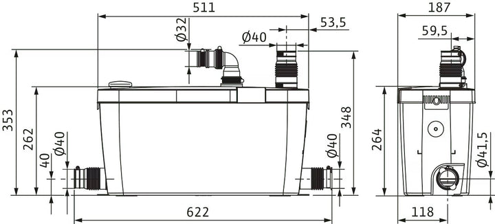 WILO Schmutzwasserhebeanlage HiDrainlift 3-35 Art. 4191679