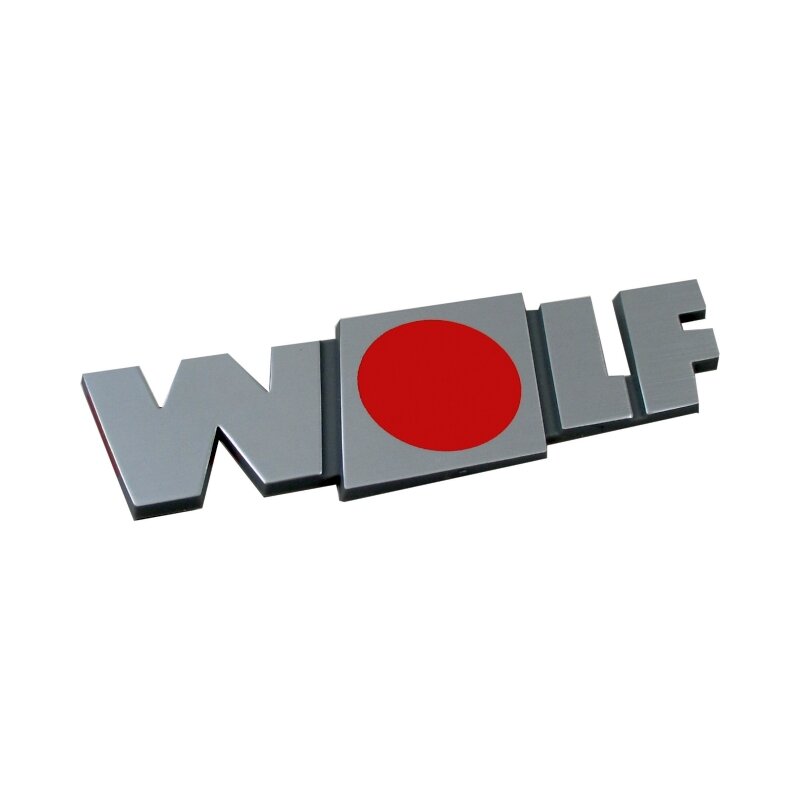 Wolf Firmenschild geklebt