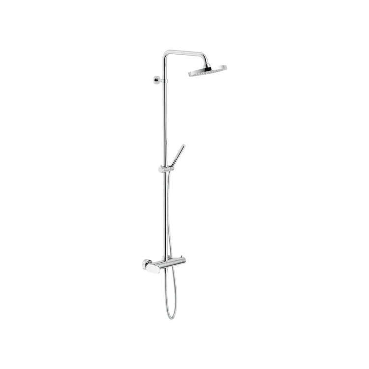 Nobili Duschsäule mit Einhebelmischer außen, mit Brausekopf Ø 20 cm, schwenk- und höhenverstellbarer Handbrausehalter, Einstrahl-Handbrause und 150 cm Schlauch, Chromoberfläche YOYO YO126130/30CR