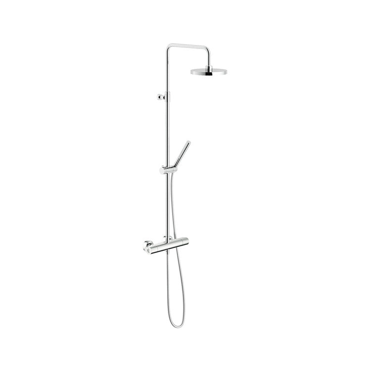 Nobili Duschsäule mit externem Thermostat und teleskopischer Stange, mit Duschkopf ø 20 cm, verstellbarem Handbrausehalter, Einstrahl-Handbrause und 150 cm Schlauch, Chromoberfläche YOYO YO126030/50CR