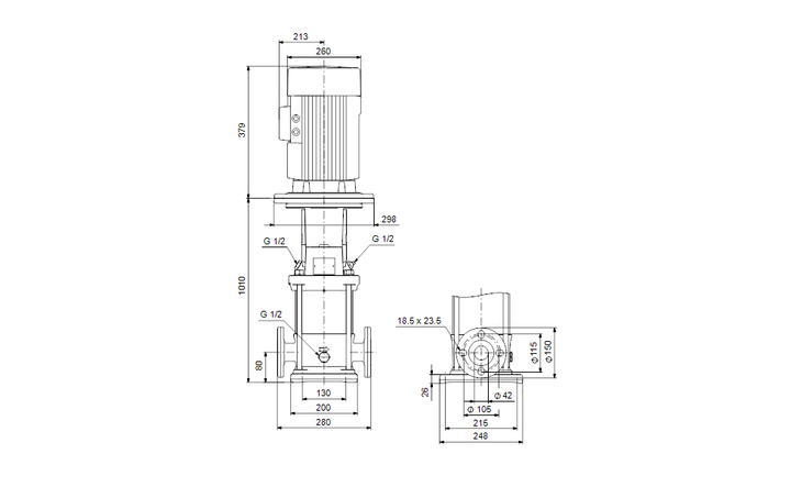 GRUNDFOS Mehrstufige Inlinepumpe CRNE 10-22 Art. 96512595