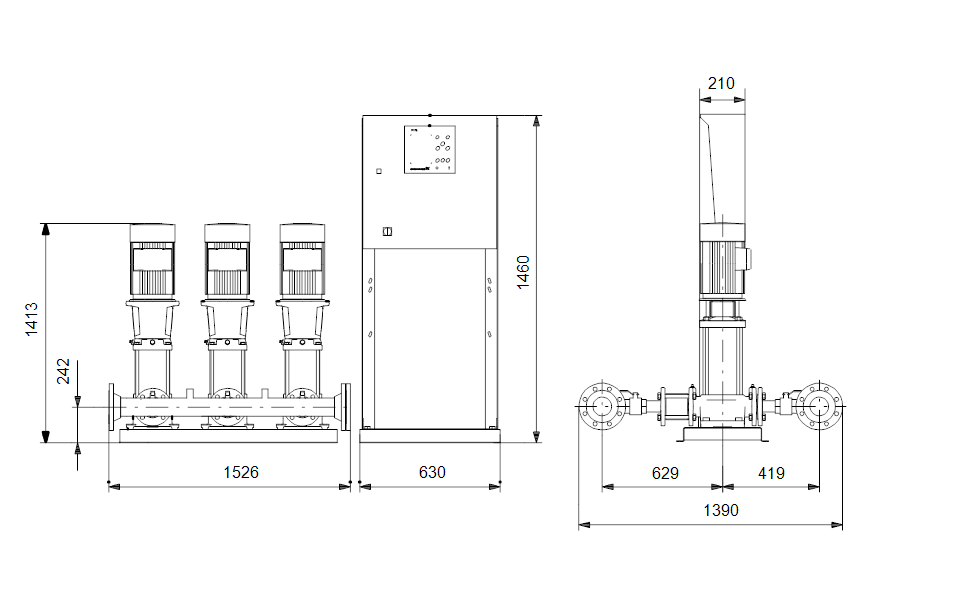 GRUNDFOS Druckerhöhungsanlage Hydro MPC-S 3 CR 45-3 Art. 91044124