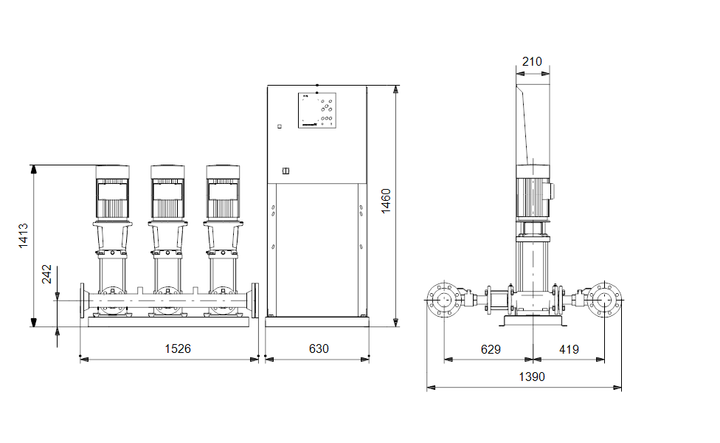 GRUNDFOS Druckerhöhungsanlage Hydro MPC-S 3 CR 45-3 Art. 91044124