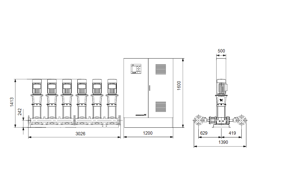 GRUNDFOS Druckerhöhungsanlage Hydro MPC-S 6 CR 45-3 Art. 91044127