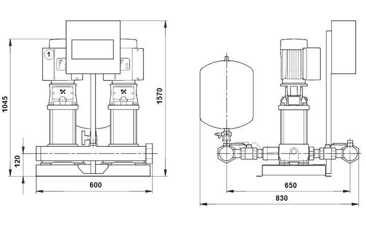 GRUNDFOS Druckerhöhungsanlage HYDRO MULTI-E 2 CRIE 5-16 Art. 96152308