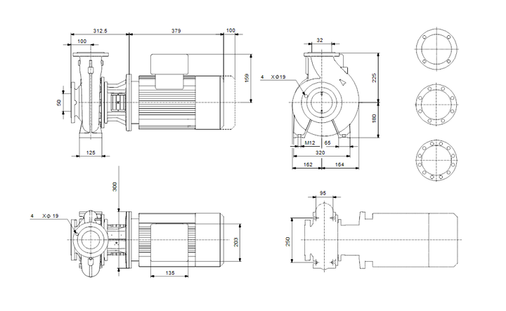GRUNDFOS Einstufige Blockpumpe NB 32-250/219 Art. 95109628