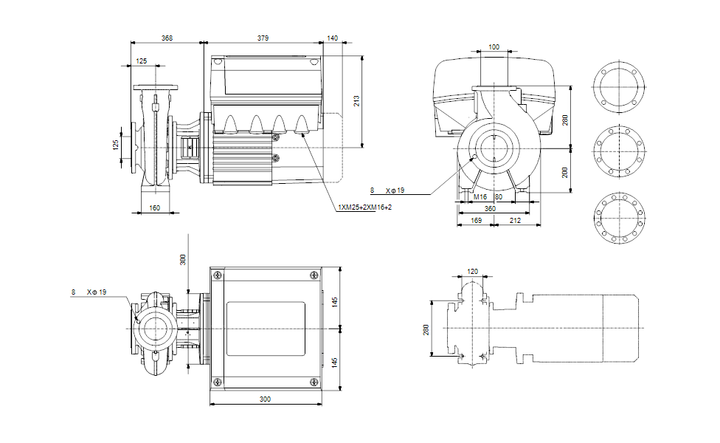 GRUNDFOS Einstufige Blockpumpe NBE 100-200/195 Art. 96125326