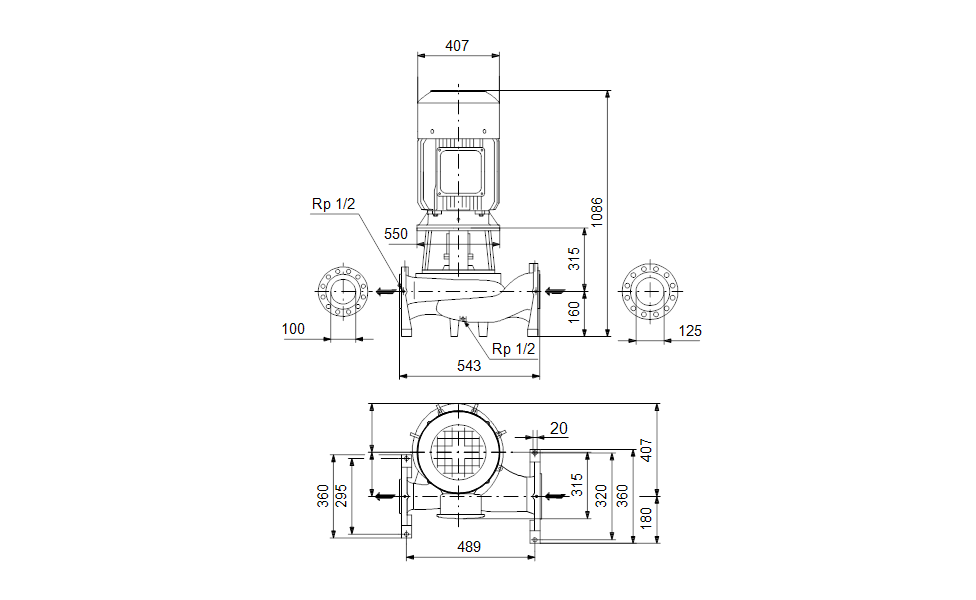 GRUNDFOS Einstufige Inlinepumpe TP 100-620/2 A-F-A-DBUE Art. 96162145