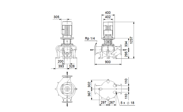GRUNDFOS Einstufige Inlinepumpe TP 200-220/4 A-F-A-GQQE Art. 96306183