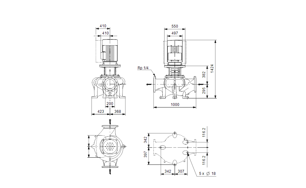 GRUNDFOS Einstufige Inlinepumpe TP 200-400/4 A-F-A-GQQE Art. 96306191
