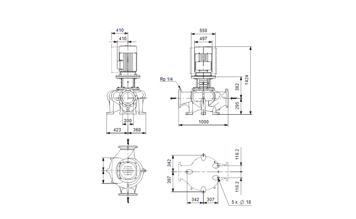 GRUNDFOS Einstufige Inlinepumpe TP 200-400/4 A-F-A-GQQE Art. 96306191