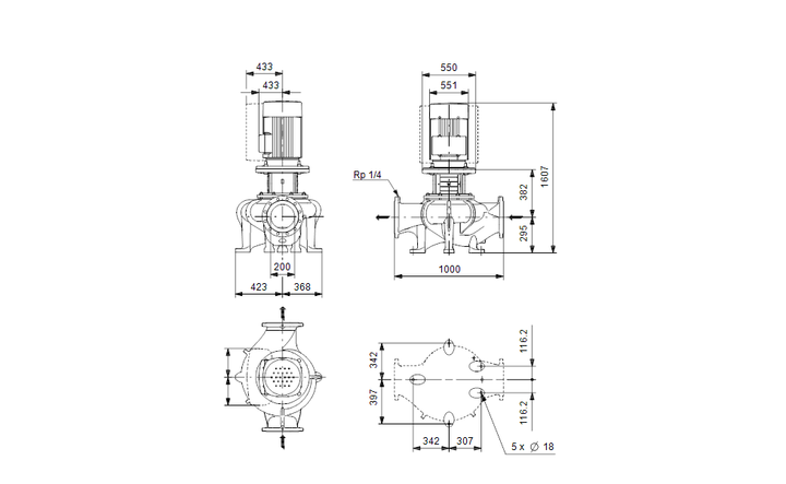 GRUNDFOS Einstufige Inlinepumpe TP 200-530/4 A-F-A-GQQE Art. 96306189