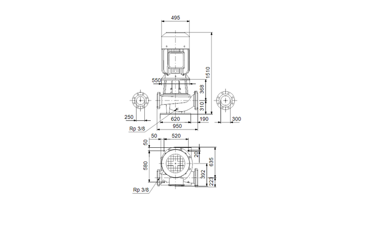 GRUNDFOS Einstufige Inlinepumpe TP 250-310/4 A-F-A-GQQE Art. 96162308
