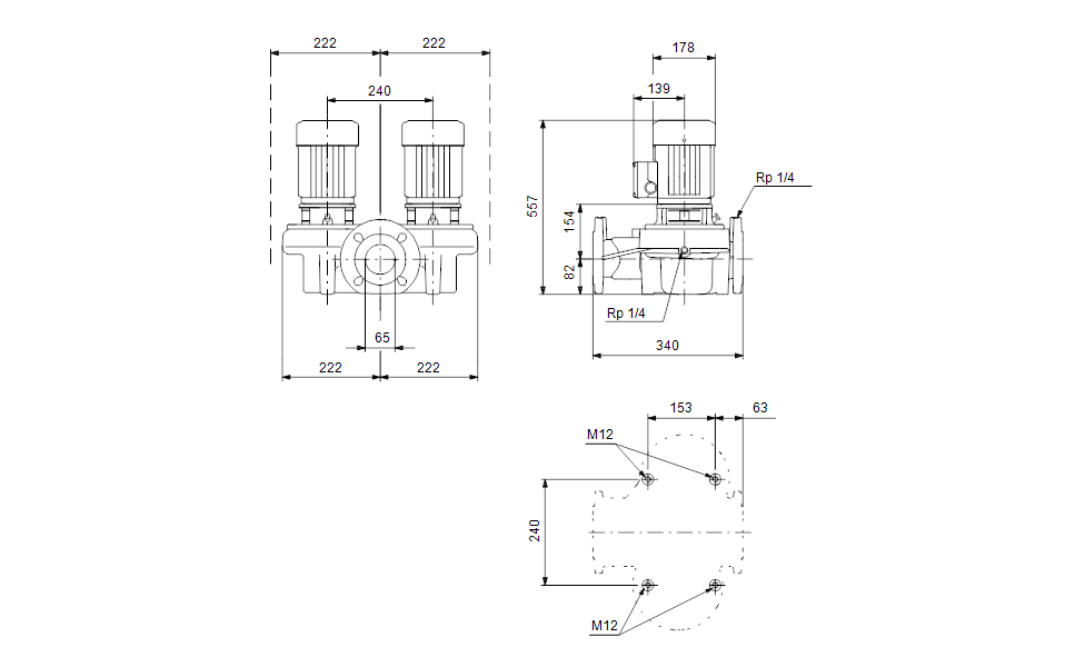 GRUNDFOS Einstufige Inlinepumpe TPD 65-180/2 A-F-A-BUBE Art. 96402327