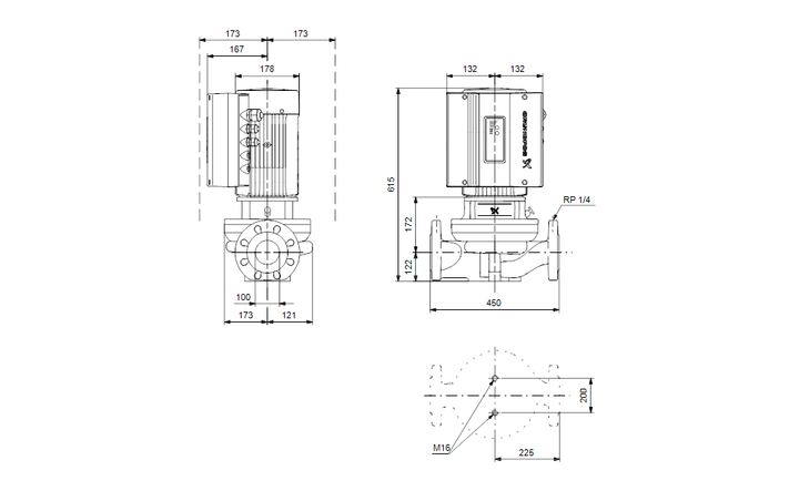 GRUNDFOS Einstufige Inlinepumpe TPE 100-30/4-S A-F-A-RUUE Art. 96375237