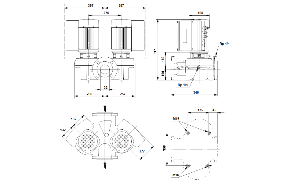 GRUNDFOS Einstufige Inlinepumpe TPED 32-380/2-S A-F-A-BAQE Art. 96397108