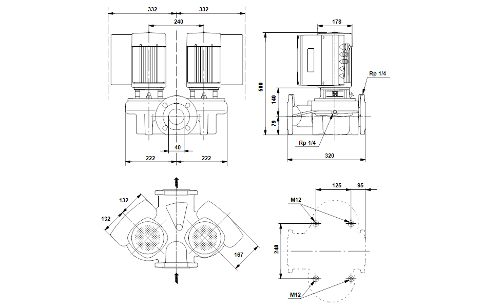 GRUNDFOS Einstufige Inlinepumpe TPED 40-230/2 A-F-A-RUUE Art. 96276140