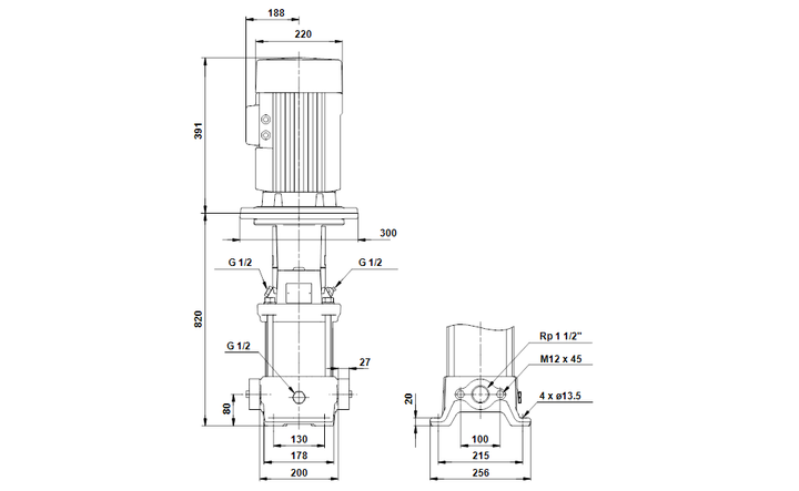 GRUNDFOS Mehrstufige Inlinepumpe CRE 10-16 Art. 96512626