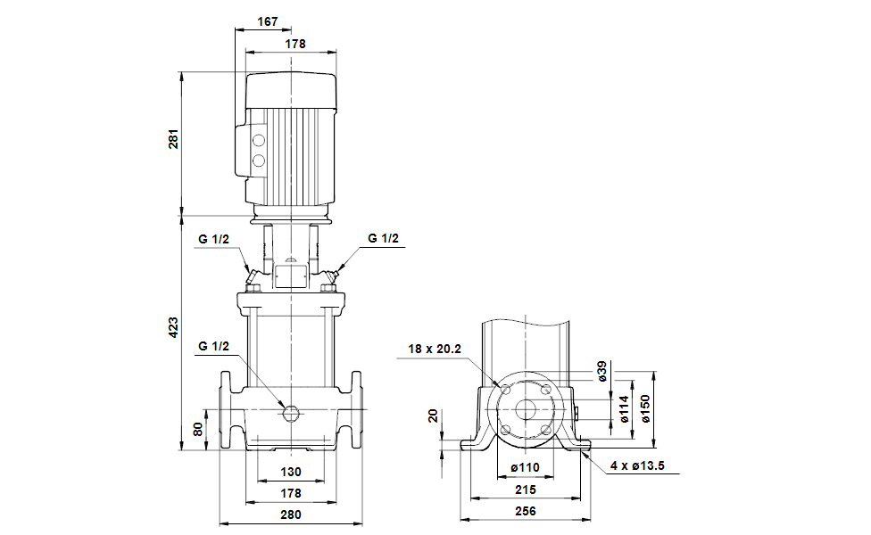 GRUNDFOS Mehrstufige Inlinepumpe CRE 10-4 Art. 96512566
