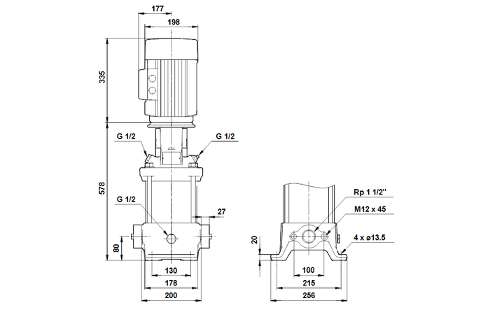 GRUNDFOS Mehrstufige Inlinepumpe CRE 10-9 Art. 96512561