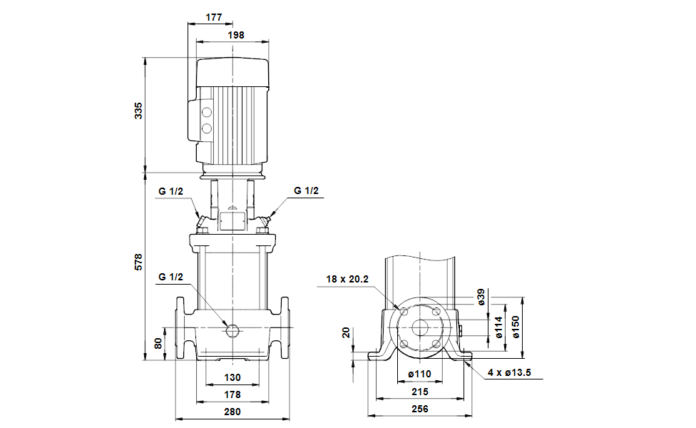 GRUNDFOS Mehrstufige Inlinepumpe CRE 10-9 Art. 96512631
