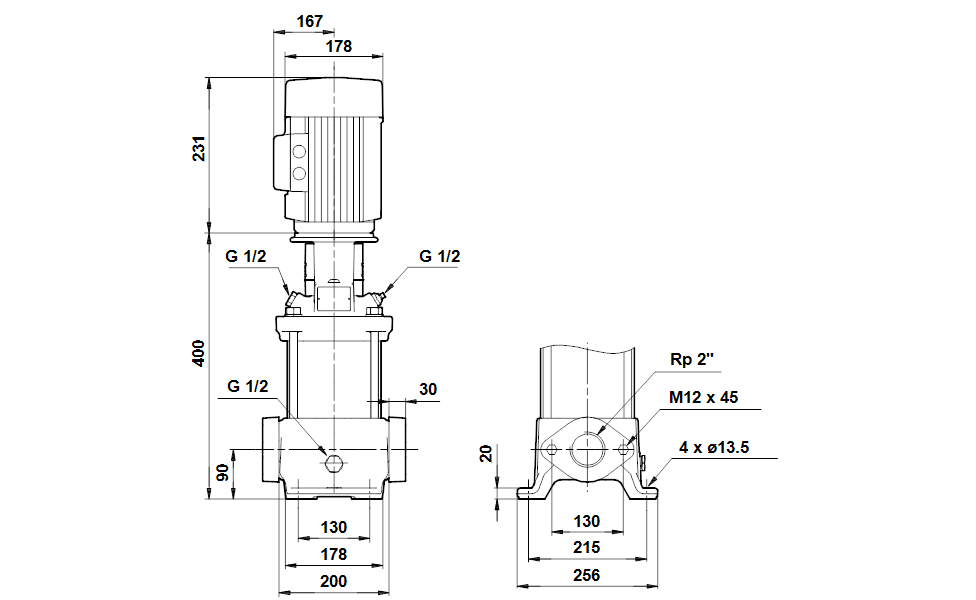GRUNDFOS Mehrstufige Inlinepumpe CRE 15-1 Art. 96512683