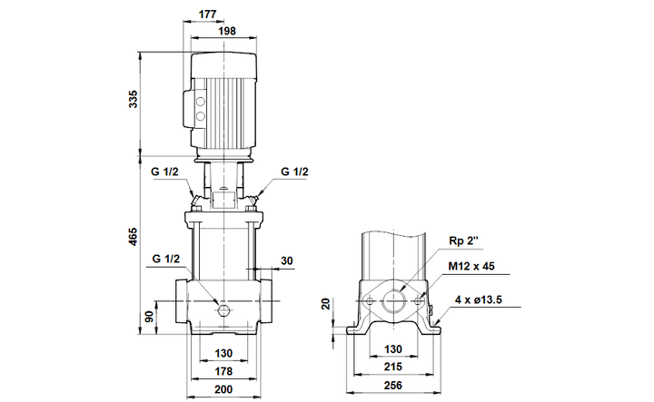 GRUNDFOS Mehrstufige Inlinepumpe CRE 15-3 Art. 96512757