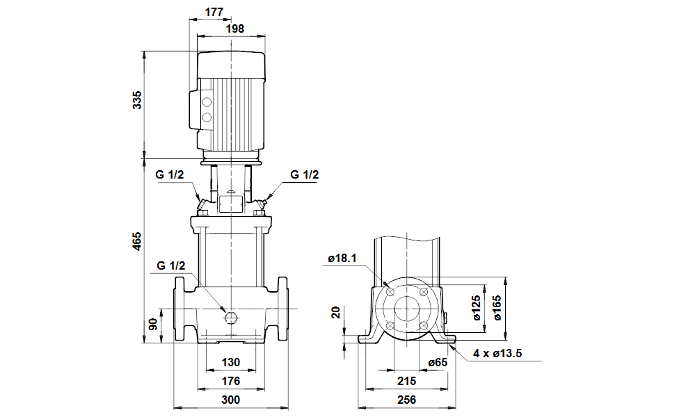 GRUNDFOS Mehrstufige Inlinepumpe CRE 15-3 Art. 96512762
