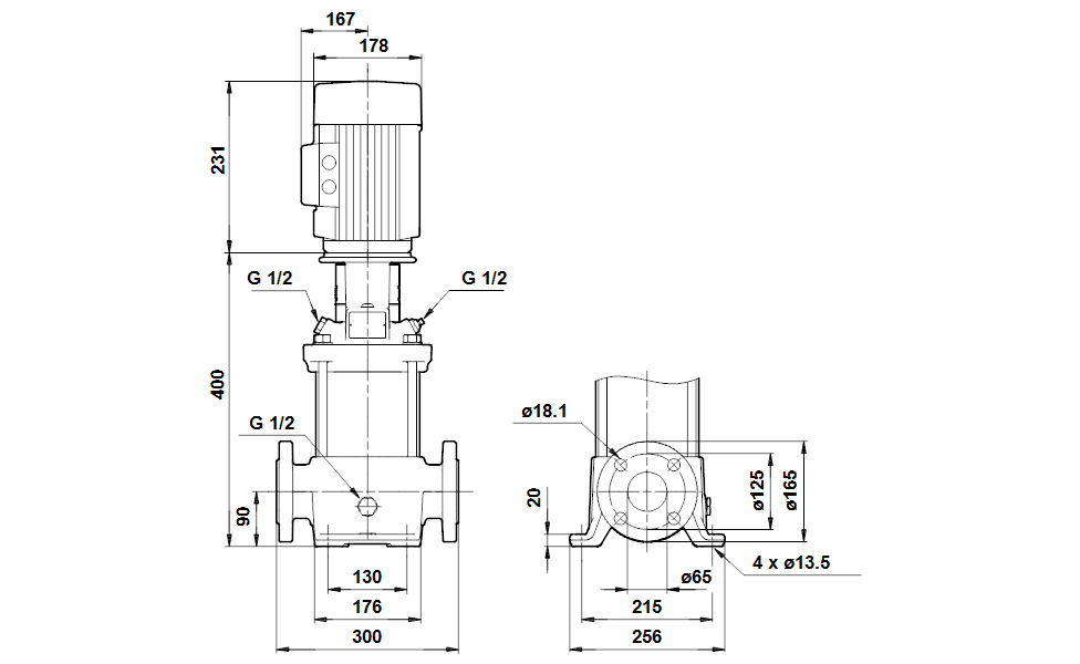 GRUNDFOS Mehrstufige Inlinepumpe CRE 20-1 Art. 96512841