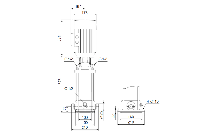 GRUNDFOS Mehrstufige Inlinepumpe CRNE 1-36 Art. 96518286