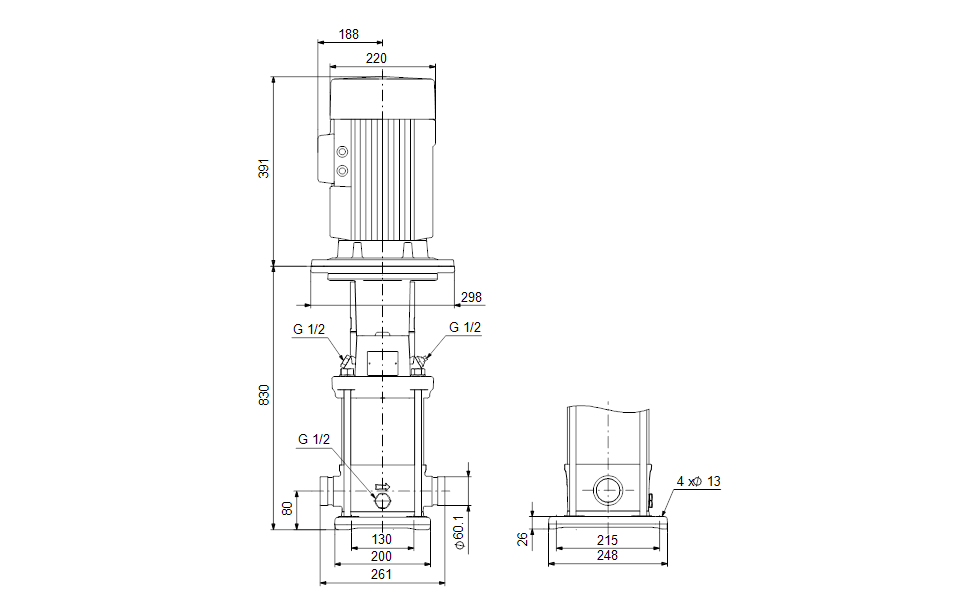 GRUNDFOS Mehrstufige Inlinepumpe CRNE 10-16 Art. 96512602